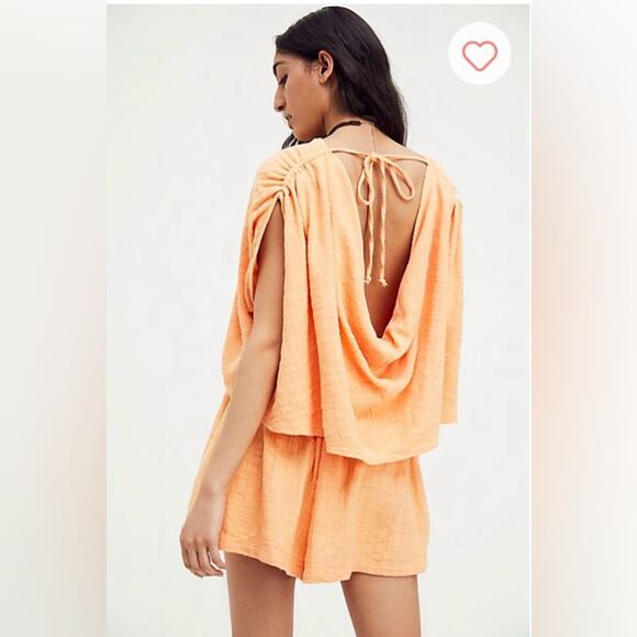 FREE PEOPLE Womens 100% Cotton Draped Backless Butterfly Dolman Sleeve Romper XS - Picture 1 of 8